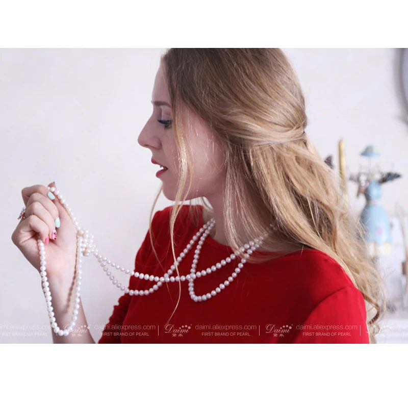 Новинка 2015! DAIMI CLARA Бусы из натурального речного жемчуга белого цвета. Диаметр 7