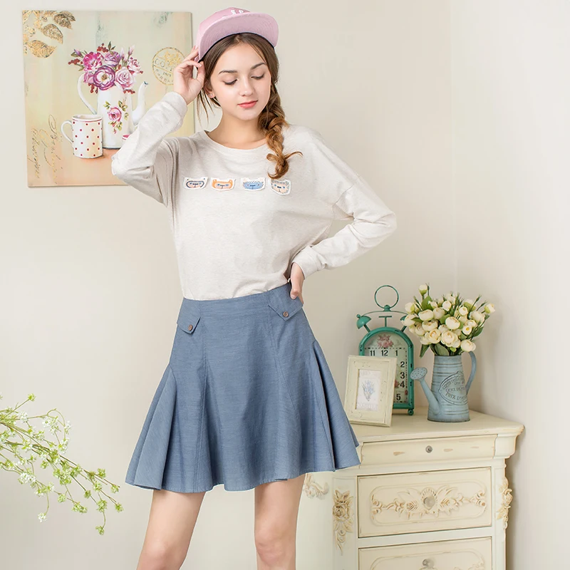 Женская плиссированная юбка ARTKA Однотонная синяя юбка-пачка лимитированная по