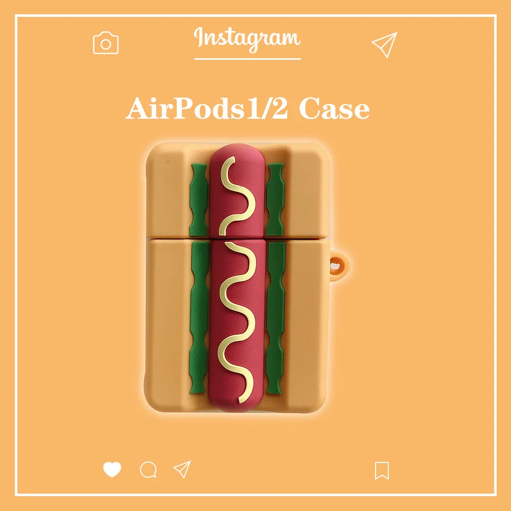 Беспроводной Bluetooth чехол для наушников Apple Airpods 2 японский стиль хот-дог Моделирование еда брелок противоударный Брелок «Обложка»