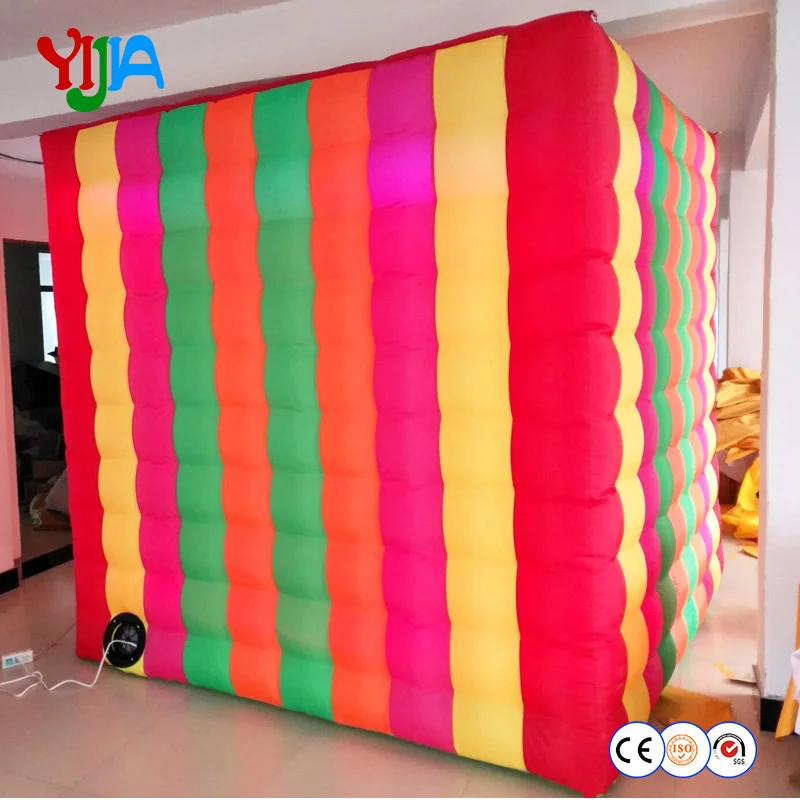 Goedkoop Gratis Verzending 8ft Kleurrijke LED Opblaasbare Photo Booth Tent Cube Met 2 Deuren Voor Party