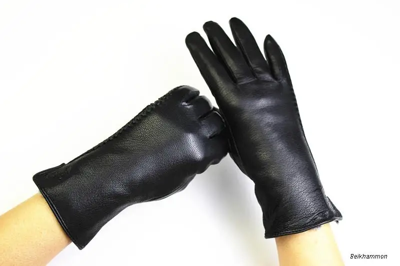 Guantes Eldiven, женские кожаные перчатки, перчатка из оленьей кожи, боковое тиснение, стильная бархатная подкладка, теплая, осенняя и зимняя
