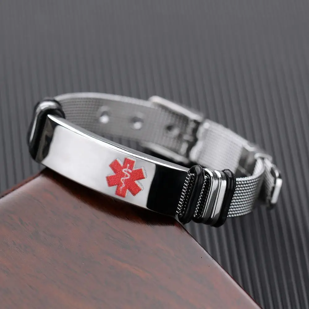 Top Quality Trendy Stainless Steel Silica Gel Silver Color Men's Bracelet Bangle International Rescue Sign Decorating Jewelry |