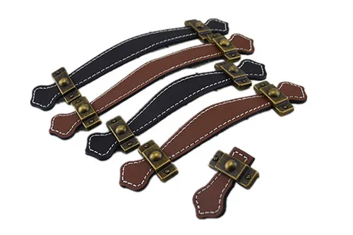 

10pcs Leather Cabinet Wardrobe Handle European Black Brown Zinc Alloy Pull