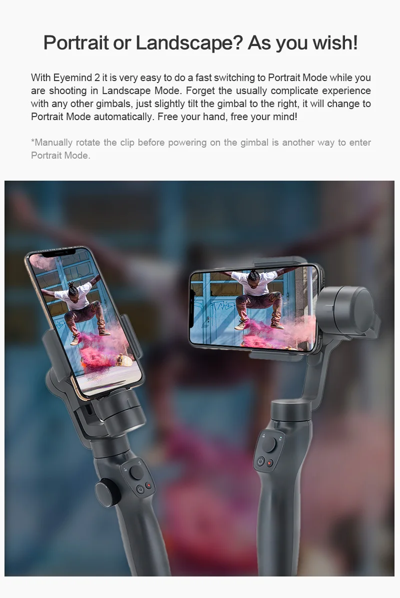 Beyondsky Eyemind 2 3-осевой Ручной Стабилизатор Gopro Экшн камеры Gimbal для iphone и Android телефон Gopro Hero 6 7 VS DJI Osmo Mobile 2