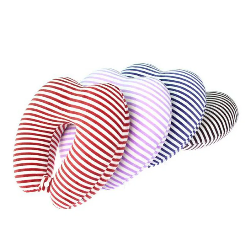 U Shape neck Pillow Love Heart Stripe Transfer Printing Travel Pillows Massager With button Memory Kissen Foam Body | Дом и сад