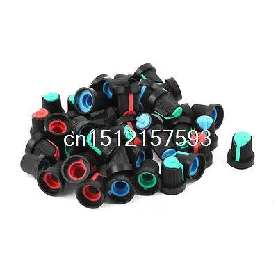 

45 Pcs Red Blue Green Potentiometer Rotary Control Knobs Caps for 6mm Dia Shaft