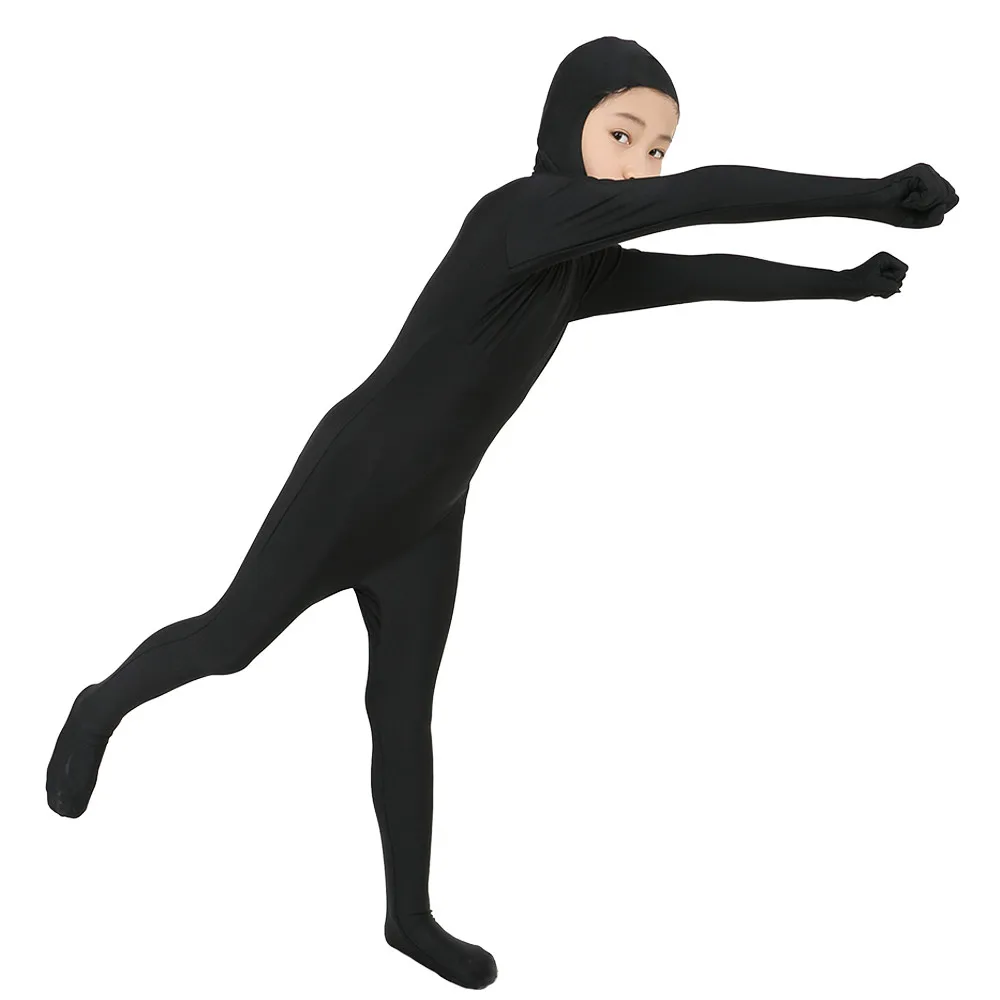Детское боди с открытым лицом Zentai танцевальная одежда из лайкры молнией сзади