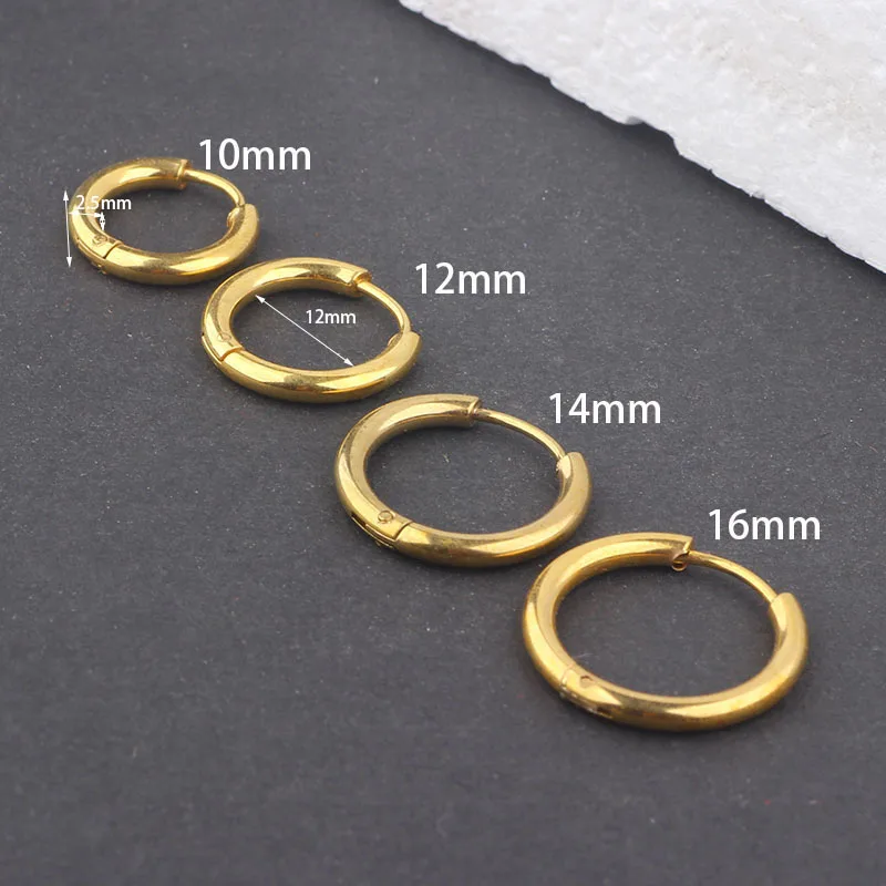JUNLOWPY 2.5mm width Mens Women Stainless Steel hip hop Helix Ear Circle Hoop Earrings Huggies Piercing Jewelry | Украшения и
