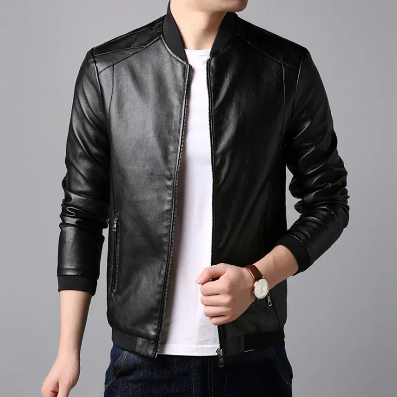Новое поступление мужские кожаные куртки классические тонкие пальто из
