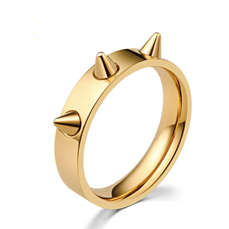Unique fashion Gold Color Cone Nail Women Ring Punk Style Stainless Steel Rings 4 Colors Female Party Jewelry ZK30 | Украшения и