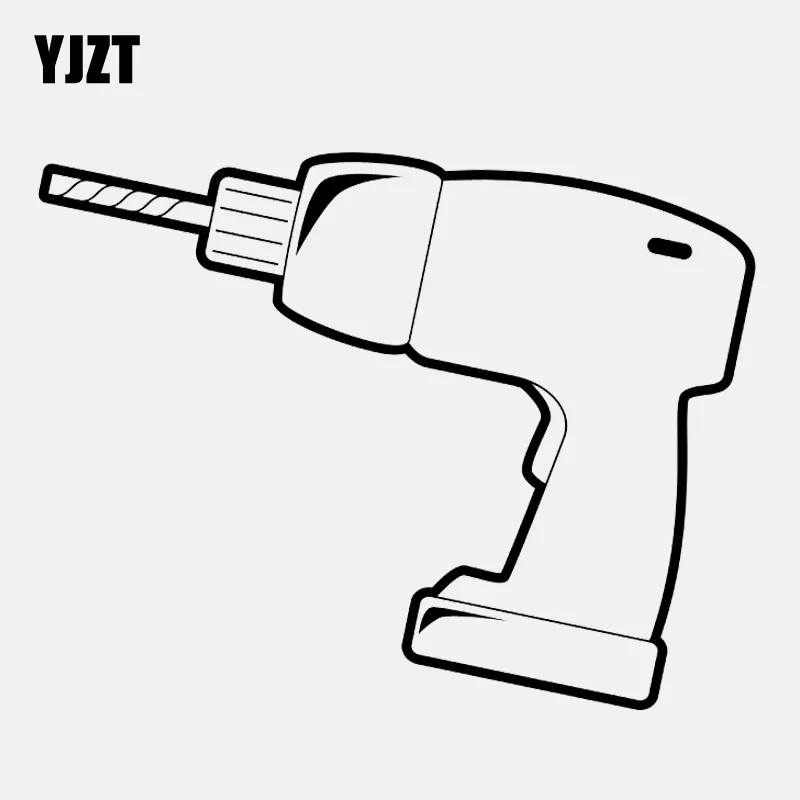 

YJZT 12.5CM*9.7CM Cartoon Shaped Electric Drill Tool Vinly Motorcycle Black/Silver Car Sticker C22-0527