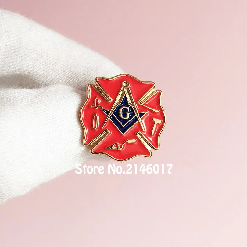 

22mm Masonic Free Masons Metal Badge Enamel Pins and Brooch Lodge Fireman Fire Service First Responder Lapel Pin Freemason Craft