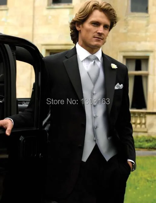 2016 хит продаж Черные смокинги жениха с отворотами лучшие мужские костюмы для