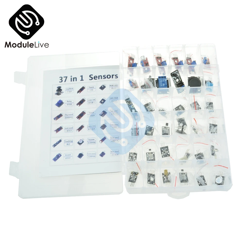 Набор сенсоров 37 в 1 для Arduino Raspberry Pi начинающих Обучающие клавиши сенсор s модуль с