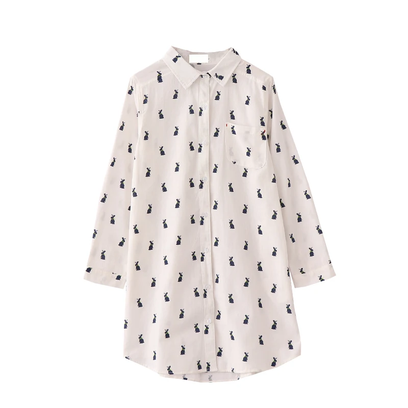 Autumn Forest Department Long Sleeve Women Shirts Lapel Loose Cartoon Female Print Cotton Blouse Camisas De Mujer |