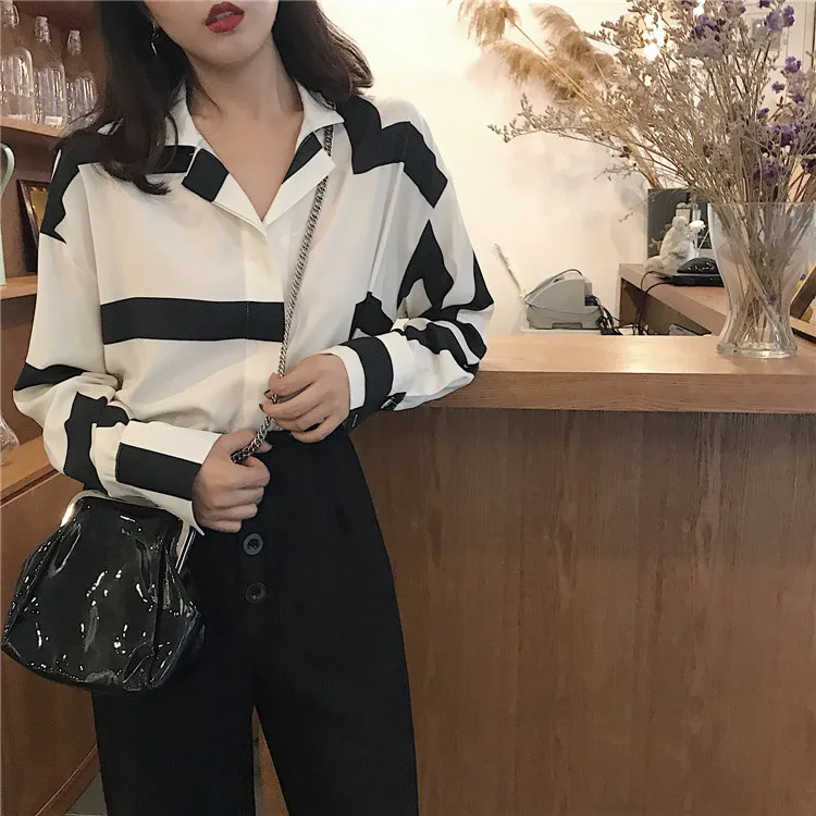 Colorfaith New Women Blouses Shirts 2020 Spring Summer Vintage Lady Fashion Striped Printed Buttons Checkered Tops shirt BL3525 | Женская