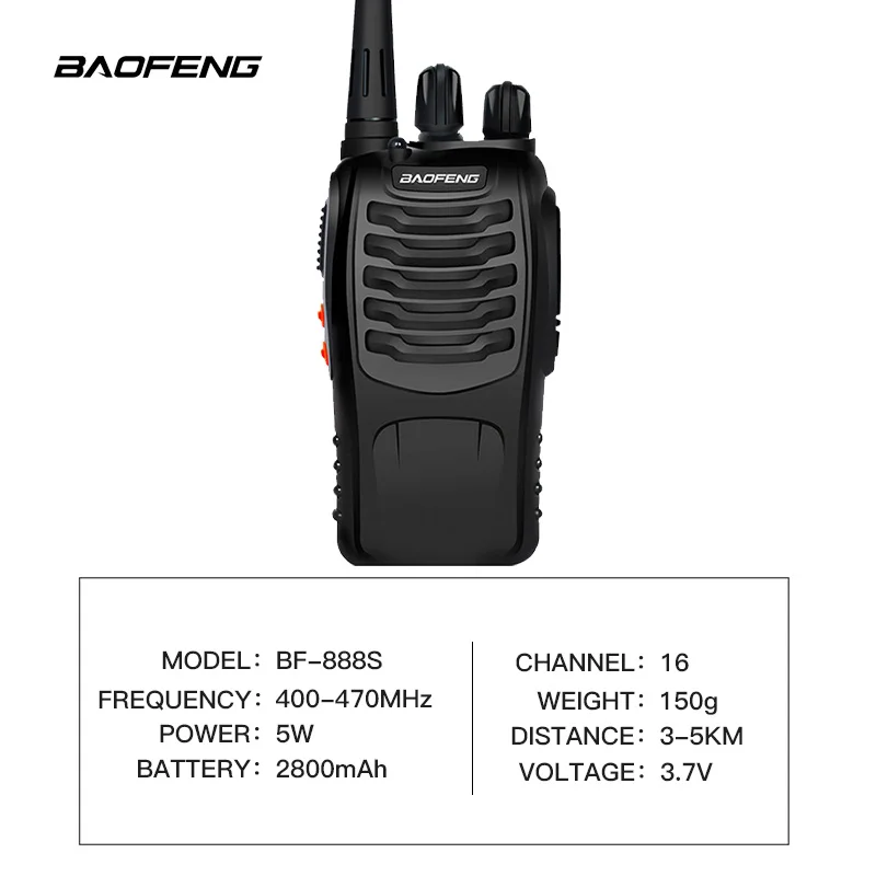 2 шт. BAOFENG BF 888S рация UHF радио baofeng портативный коммуникатор 5 Вт Мощность 400 470 МГц