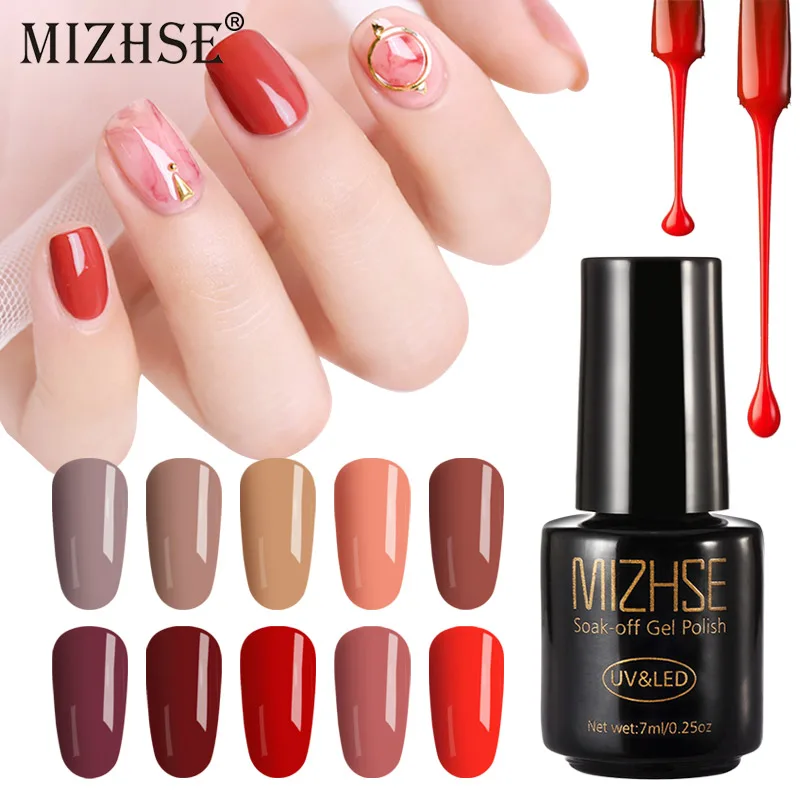 MIZHSE 7 мл красный розовый телесный лак для ногтей Полупостоянный чистый цвет