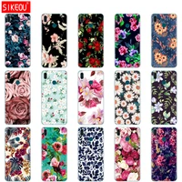case for huawei y9 2019 case silicone tpu cover soft phone coqa for huawei y9 2019 y 9 coque etui bumper flowers fundas