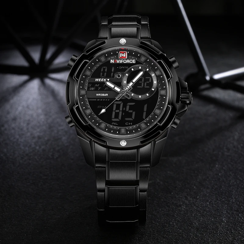 NAVIFORCE Элитный бренд светодио дный мужчин светодиодный цифровой спортивные часы