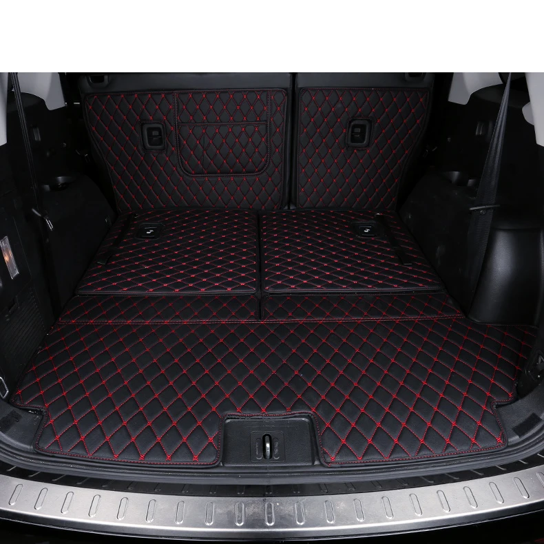 black red 5 pieces Lsrtw2017 роскошный волоконный кожаный автомобильный коврик против царапин водонепроницаемый коврик для багажника Trumpchi Gs8 - Название цвета: black red 5 pieces