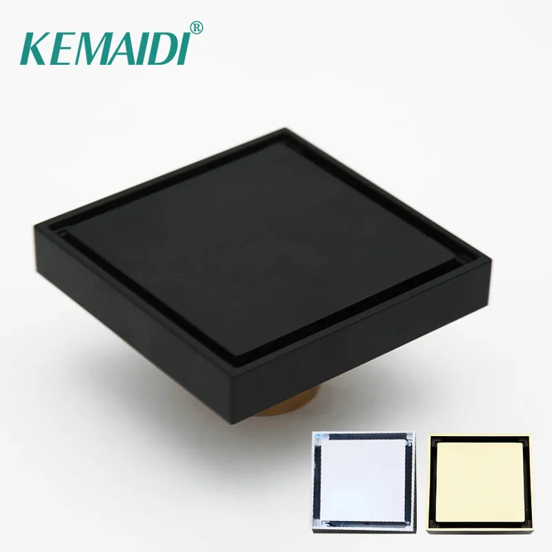 KEMAIDI черный хром латунь матовый золотой 10x10 см душ квадрат Невидимый Слив для