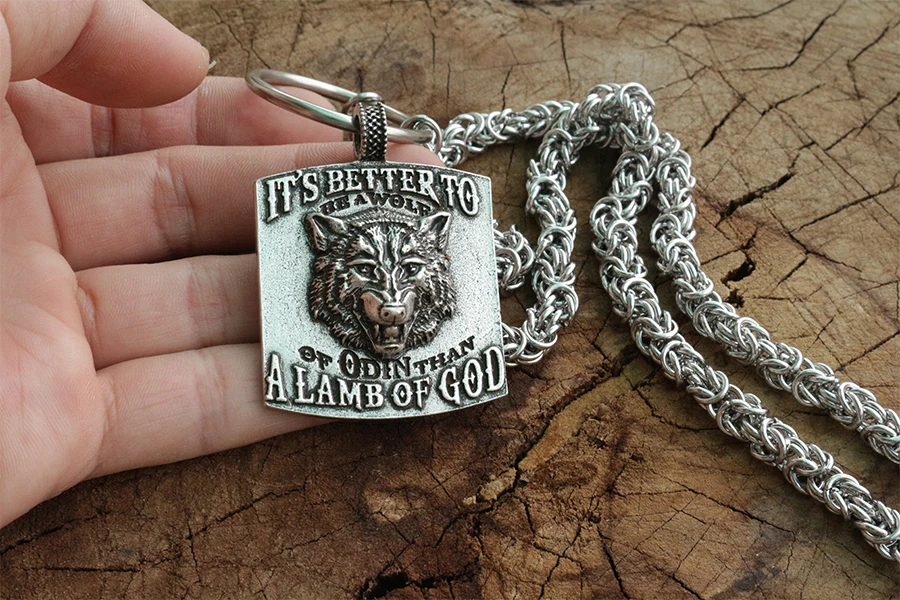 Мужское ожерелье-талисман подвеска с символикой викингов wolf цепочкой из