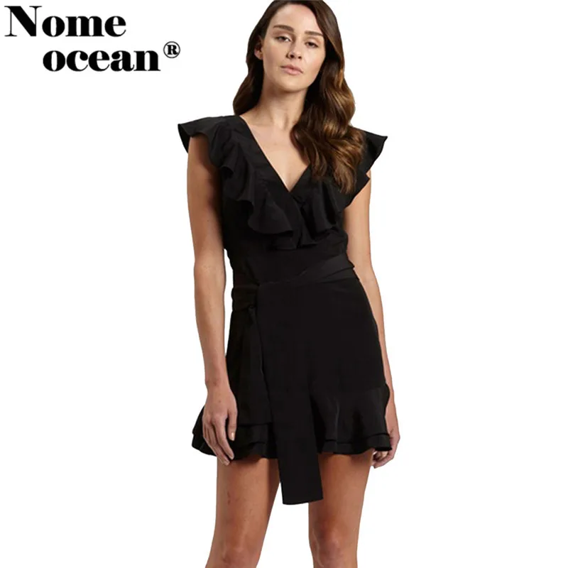 Черный сарафан на шнуровке с поясом талии трапециевидные женские платья 2018