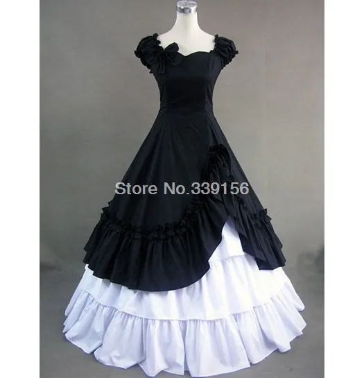 Горячая Распродажа черные и белые Готический Витория бальное праздничное платье
