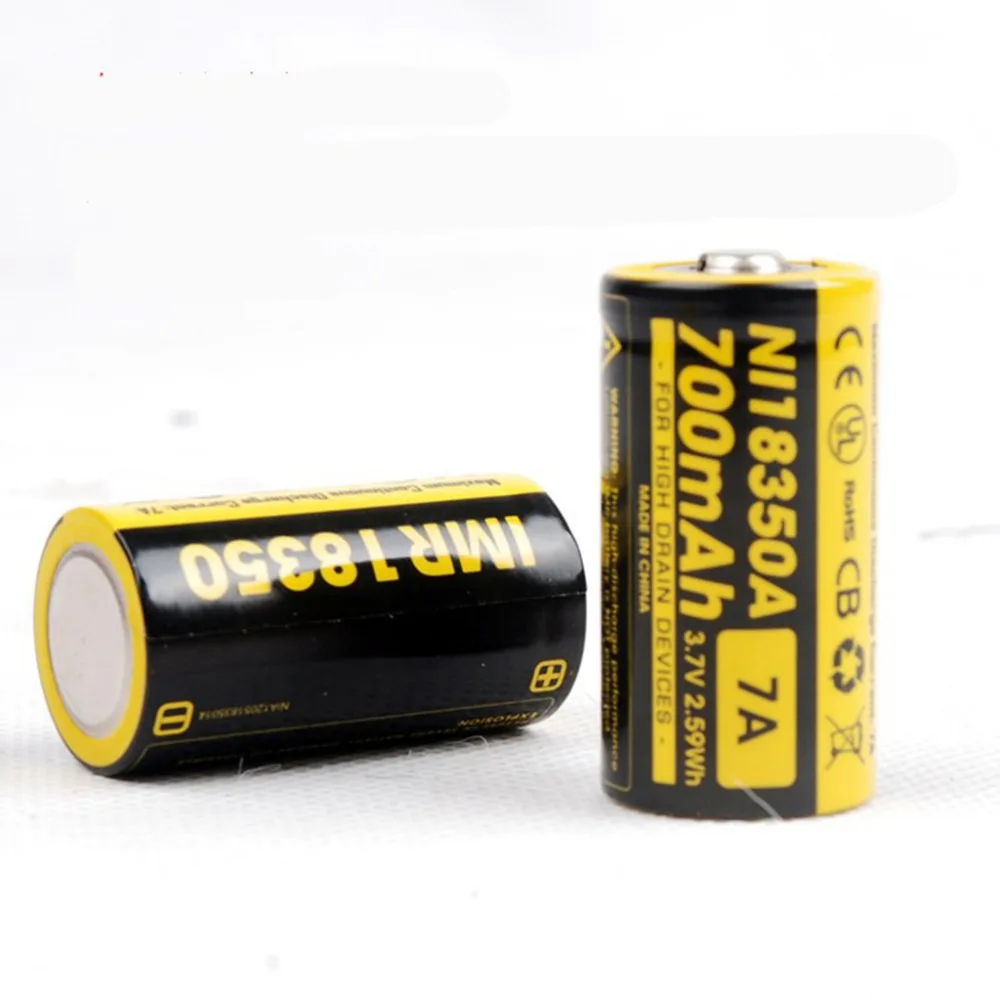 Nitecore NI18350A IMR 18350 IMR18350 700 мА/ч 7A батареи для высокое Дренажные устройства 1 шт.|battery