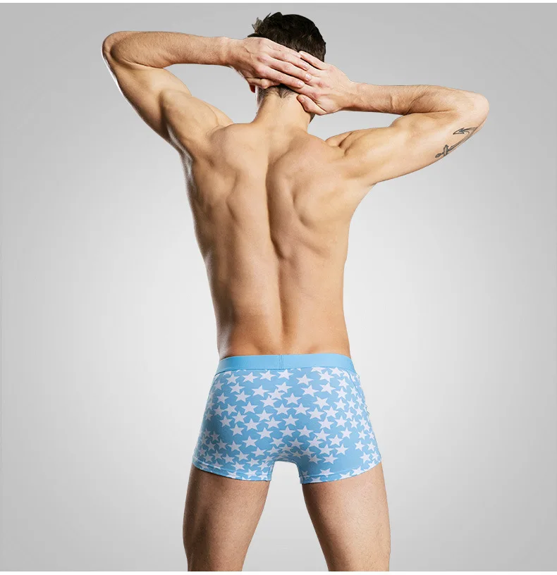 Модные мужские боксеры со звездным принтом сексуальное мужское нижнее белье