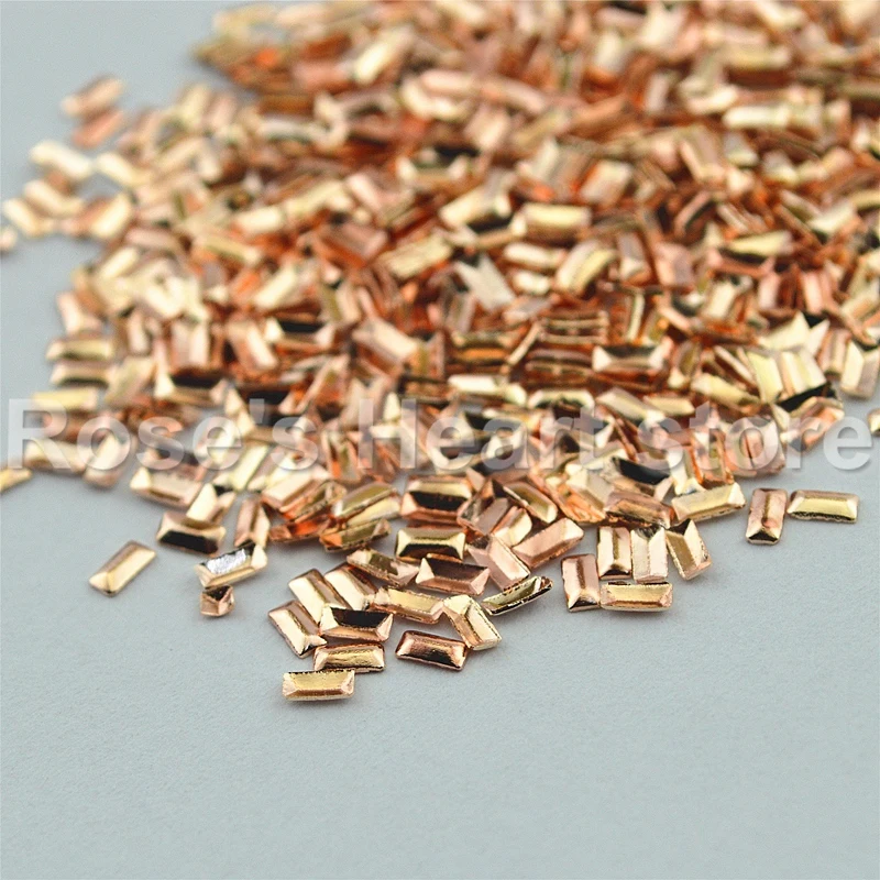 

500PCS Beauty Champagne Gold rectangle Nail Art Metal Sticker Nail Art Decoration Accessories Nail Styling Tools