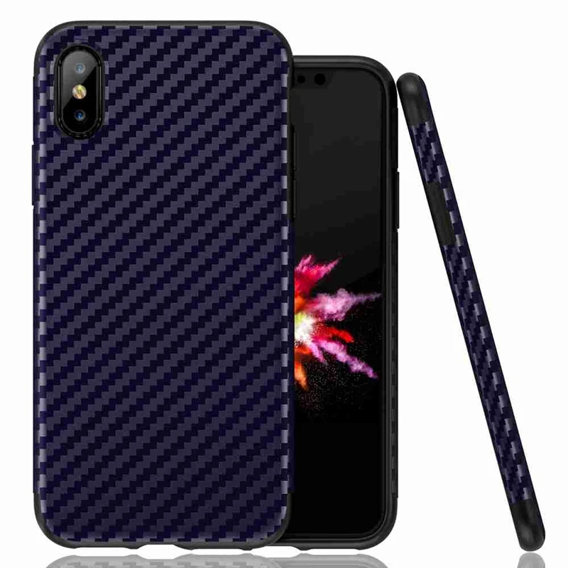 Roybens для IPhone X Case роскошный Углеродный волокно крышка телефона из мягкого ТПУ и
