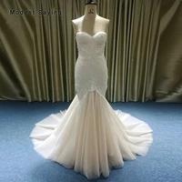 luxury ivory and champagne mermaid beaded lace wedding dresses 2019 fishtail garden bridal gowns vestido de noiva custom made