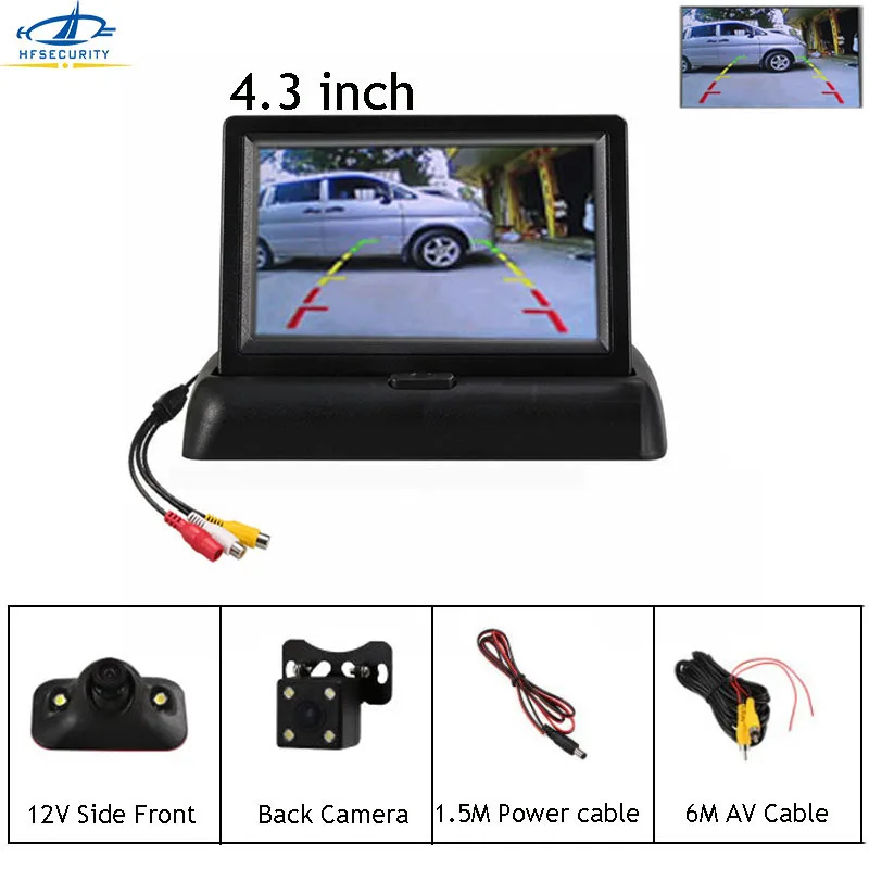 

HF 4.3 Inch Car Reverse Monitor Kits With HD Foldable Camera Car Reversing TFT LCD Display Screen Mini TV Monitor 480X272P