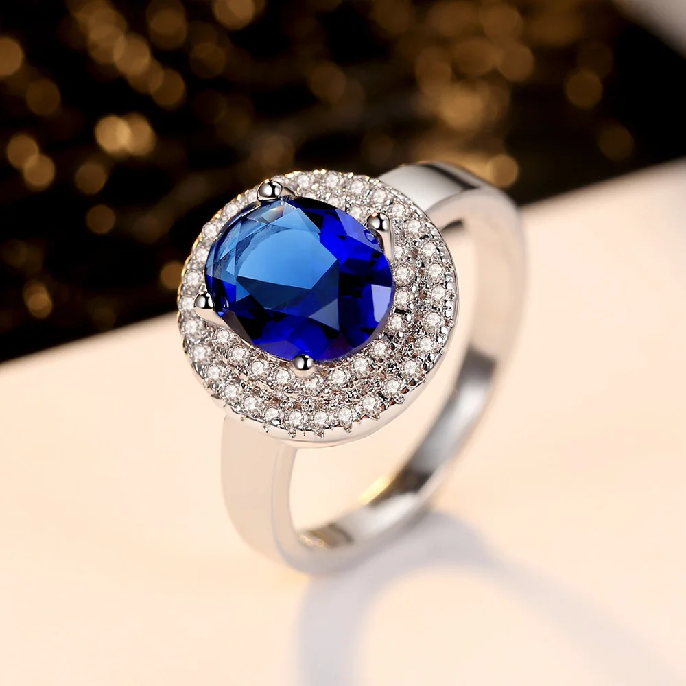 Новое модное высококачественное серебряное кольцо синее классическое