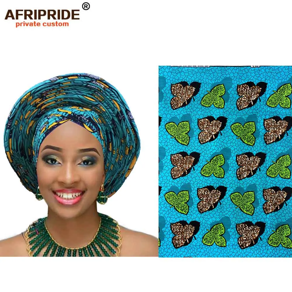 Африканский модный головной убор для женщин AFRIPRIDE bazin richi, ручная работа, хлопок, воск, принт, женский головной убор A19H001 - Цвет: 471J