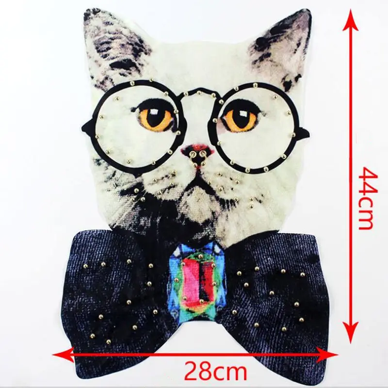 Большой патч Кот печатная ткань аппликация палка одежда украшения аксессуары