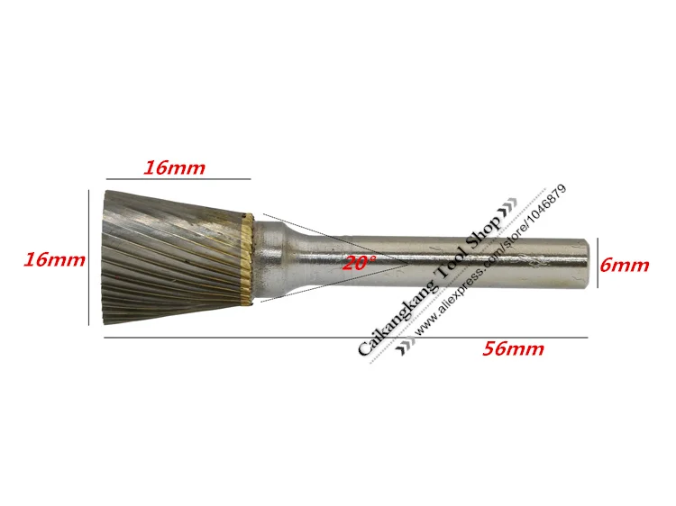 Головка 16 мм перевернутые конические карбидные роторные заусенцы с rasp