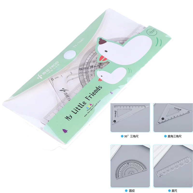 plastic school rulers straight angled triangle protractor patchwork 4Pcs ruler | Канцтовары для офиса и дома