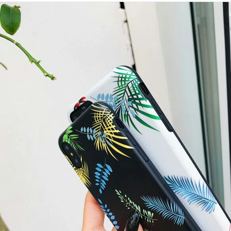 Завод листьев печати чехол для Iphone 6 S САППУ Роскошные женщин Мягкий