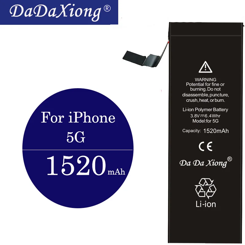 1520mAh For iPhone 5 Da Xiong Аккумулятор для телефона для iPhone 5 S 7 Plus, максимальная емкость, сменные батареи, литий-полимерная батарея, Бесплатные инструменты - Цвет: 1520mAh For iPhone 5