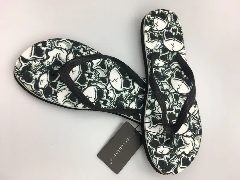 INSTANTARTS Для женщин летние Пляжные сланцы 3D цветок Цветочный принт Женская обувь для девочек-подростков резиновая мягкие домашние тапочки Zapatos