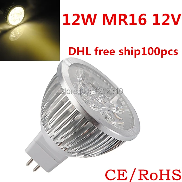 Прямая продажа с фабрики 100 шт./лот CREE лампочка светодиодная MR16 12 Вт AC/DC В