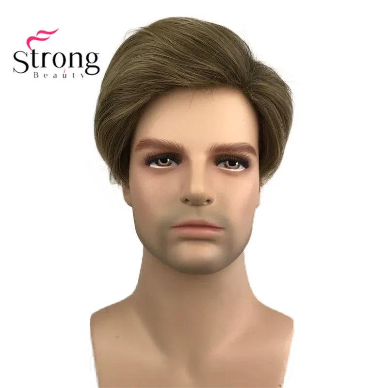 StrongBeauty черный короткий мужской парик Синтетический Полный парик для мужчин