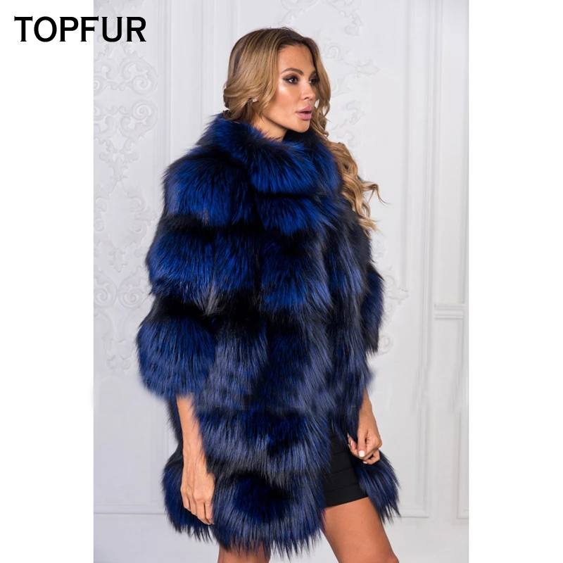 TOPFUR 2021 Hot Sale Real Fur Coat Natural Fox Fur Outerwear Luxury Female Medium Sleeve Jackets Thick Warm Winter Overcoat