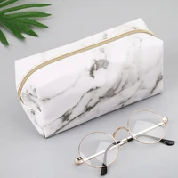 large cute pencil case pen box zipper bags marble makeup storage supplies whiteblack