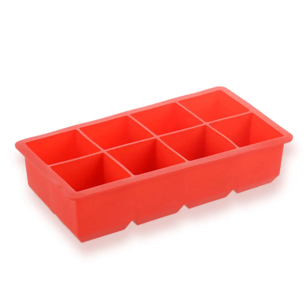 8 Cells Red DIY креативный большой кубик льда, форма квадратной формы, силиконовый лоток для льда, фруктовый Желейный кубик для льда, форма для мыла, кухонные аксессуары - Цвет: 8 Cells Red