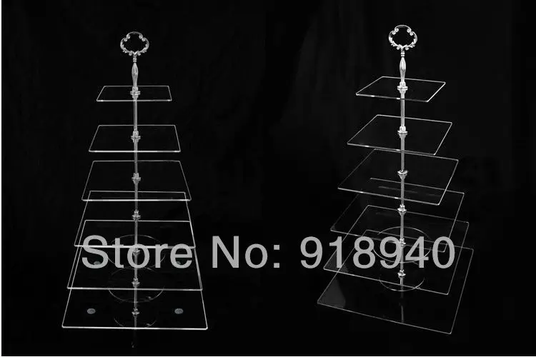6 Tier Clear Acrylic Square Glass Tiered Cupcake Stand Plexiglass cake stand Free Fedex | Cake Tools