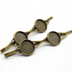 ZEROUP 12 мм 5 шт. античные бронзовые покрытые зажимы для волос кабошоны основа из меди бриллиантовые принадлежности для ювелирных изделий